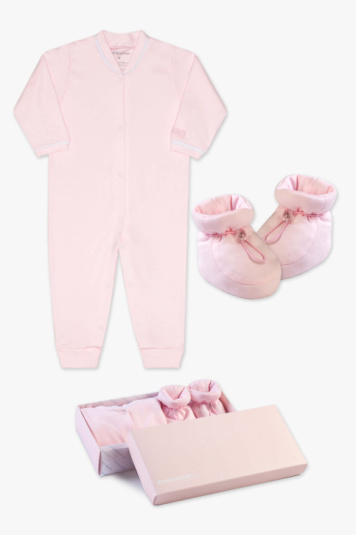 Kit macaco e pantufa rosa para beb
